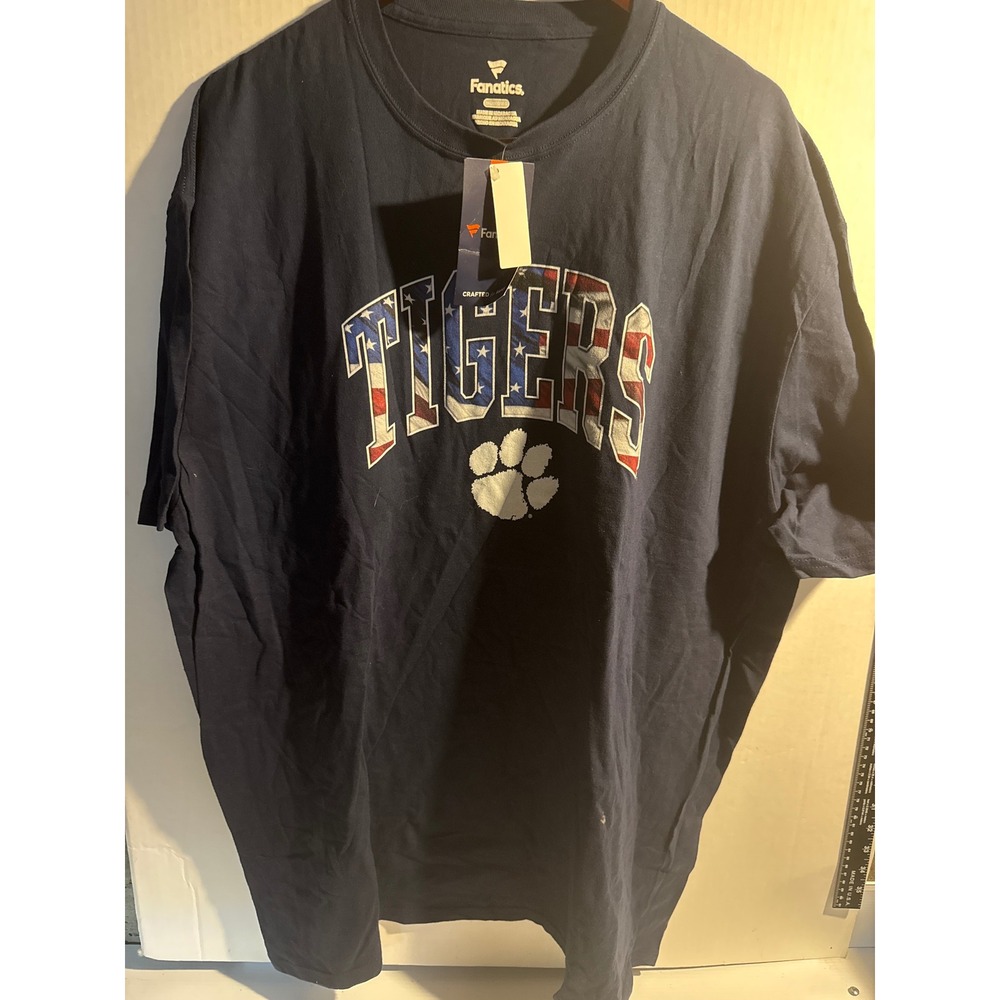 Fanatics Clemson Tigers Mens T-Shirt Navy Blue USA Flag Graphic Tee 3XL NEW
